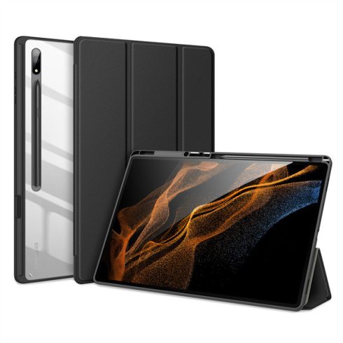 Samsung Galaxy Tab S8 Ultra WIFI (SM-X900) Dux Ducis TOBY bőr hatású tablet tok, Fekete