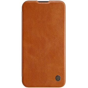   Apple iPhone 14 NILLKIN QIN Pro bőr hatású wallet típusú flip tok, Barna