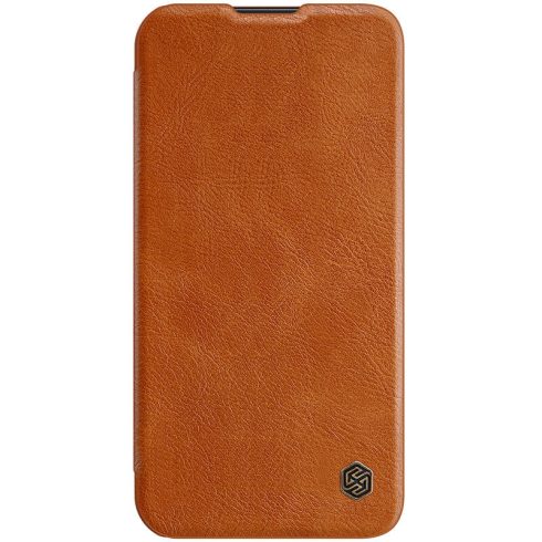 Apple iPhone 14 NILLKIN QIN Pro bőr hatású wallet típusú flip tok, Barna