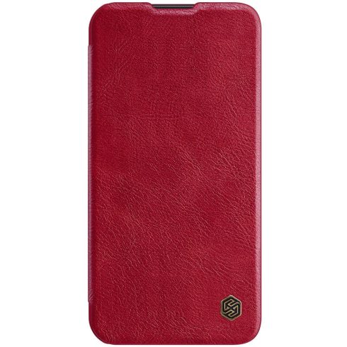 Apple iPhone 14 NILLKIN QIN Pro bőr hatású wallet típusú flip tok, Piros