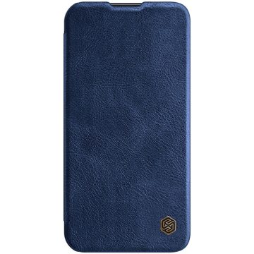   Apple iPhone 14 NILLKIN QIN Pro bőr hatású wallet típusú flip tok, Sötétkék