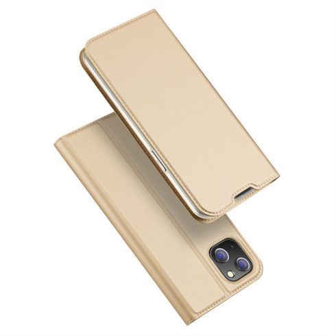 Apple iPhone 14 Plus Dux Ducis Skin Pro bőr hatású wallet típusú flip tok, Arany