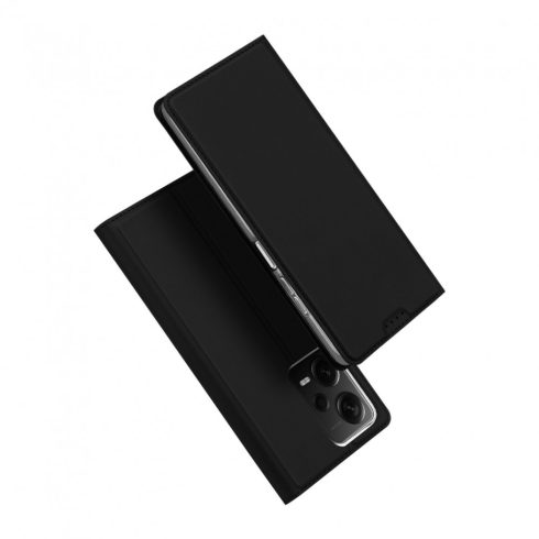 Xiaomi Redmi Note 12 Pro Plus Dux Ducis Skin Pro bőr hatású wallet típusú flip tok, Fekete