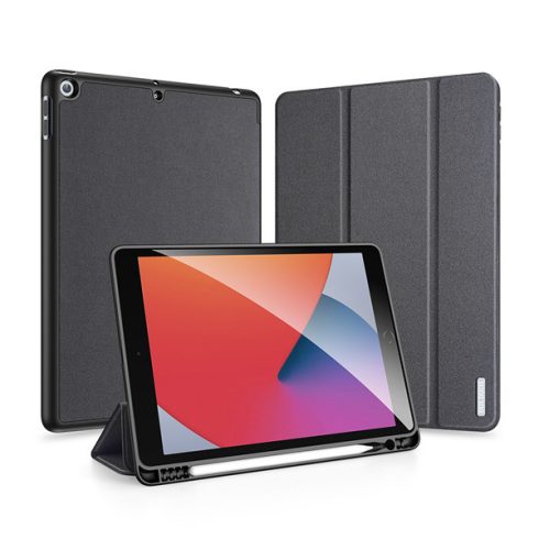 Apple iPad 10.2 (2021) Dux Ducis DOMO bőr hatású tablet tok, Fekete