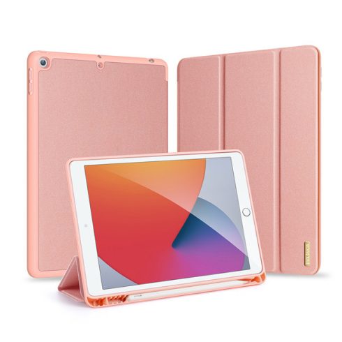 Apple iPad 10.2 (2021) Dux Ducis DOMO bőr hatású tablet tok, Rózsaszín